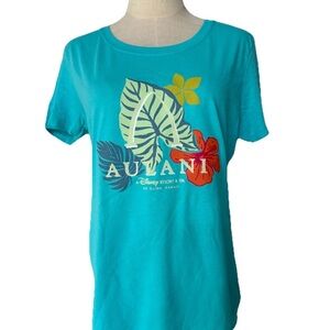 Aulani Disney Resort & Spa Hawaii Women’s Aqua Flora small Blouse Short Sleeve,